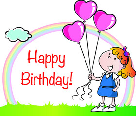 vector cartoon happy birthday  card