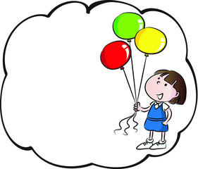 vector cartoon kids with border card background