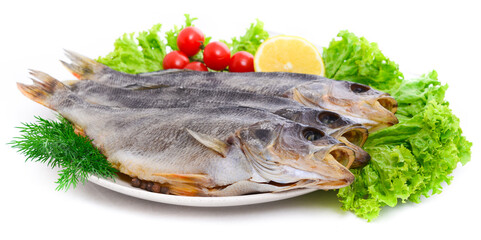 Dried  perch on a plate