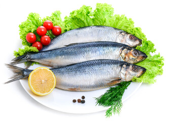 salted herring isolated on white