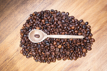 coffee beans on a spoon