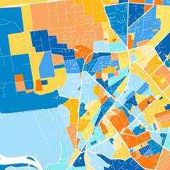 Art map of Shkoder, Albania in Blue Orange