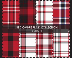 Red Ombre Plaid textured Seamless Pattern Collection