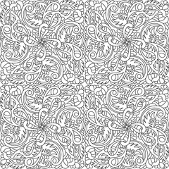 Hand-drawn seamless pattern with abstract elements . Curls, hearts, eyes. Psychedelic background . For fabric, Wallpaper, phone