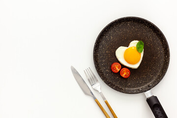 Valentine's day Breakfast is scrambled eggs with heart-shaped