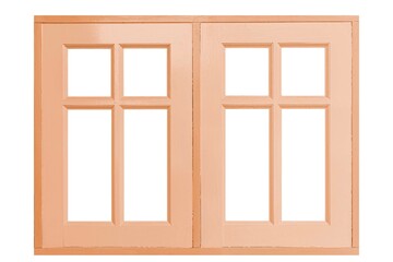 Obraz premium Old wooden window frame painted brown vintage isolated on a white background