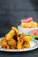 Aloo sabzi is a Indian main course dish served with fryums,chapati or rice made with boiled potato and cumin.