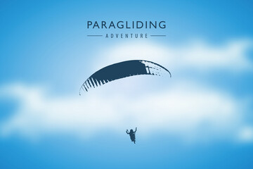 paragliding adventure paraglider in cloudy sky background vector illustration EPS10