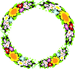 vector drawing plant flowers leaf border frame card background 