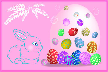 Graphic image of Easter eggs on a light background. Vector image.