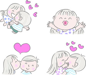 vector drawing girl emoji set