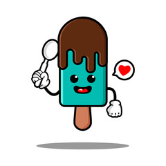 cute ice cream cartoon mascot character