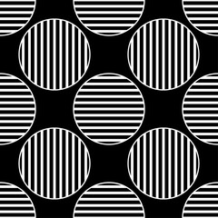 Shapes made of stripes. Polka dots seamless pattern. Mosaic of ethnic figures. Patterned texture. Geometric background. Vector illustration for web design or print.