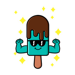 cute ice cream cartoon mascot character