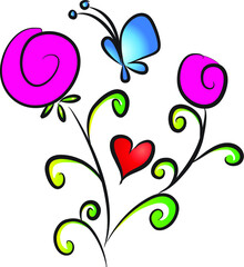 vector drawing flower design border