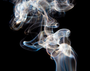 Smoke isolated on black background.
