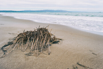 Lonely beach in the delta del ebro, tarragona, spain.