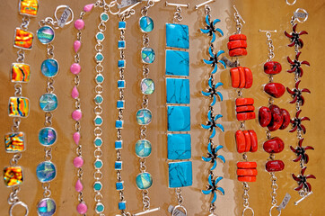 Traditional jewelerry souvenirs at local market in Acapulco