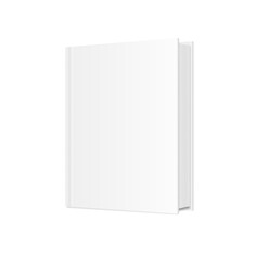 Empty Book Template. Mockup. 3d Vector Realistic. Standing closed book with white Cover. Vertical Blank Magazine, album, catalog or diary on white background. EPS10.