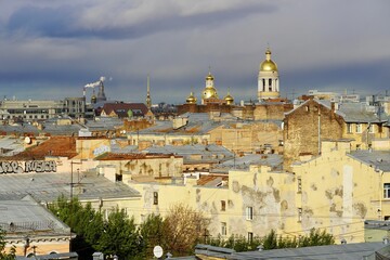 Panorama view, Concept for real estate panoramic modern cityscape building bird eye aerial view...