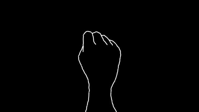 Animation White Hand on Black Isolated Background Count 1 to 5 Up and Down Cartoon