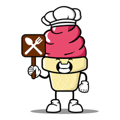 cute ice cream cartoon mascot character
