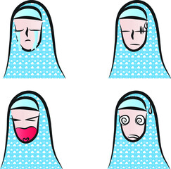 vector cartoon beauty with scarf emoji emoticon pack