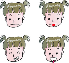 vector drawing girl emoji set