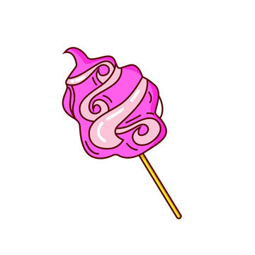 pink cotton candy on stick clip art preview