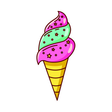 Vector cartoon ice cream. Clip art. Sticker. Suitable for printing on paper, fabric.