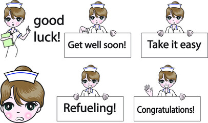 vector cartoon nurse beauty emoji emoticon pack