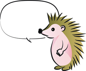 vector cartoon Hedgehog with speech bubble border