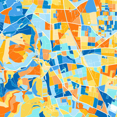 Art map of Modling, Austria in Blue Orange