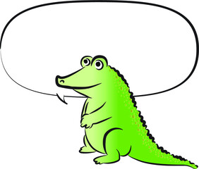 vector cartoon crocodile with speech bubble border