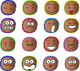 vector drawing face emoji set