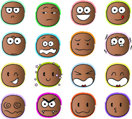 vector drawing face emoji set