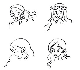 vector drawing beauty face design set