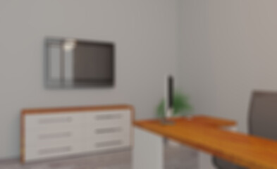 Modern meeting room. 3D rendering.. Abstract blur phototography