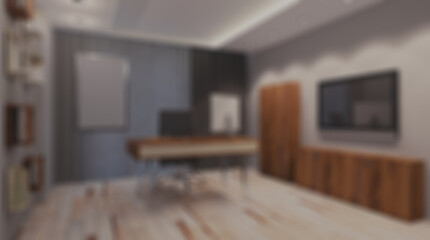 Modern office Cabinet.  3D rendering.   Meeting room. Blank paintings.  Mockup.. Abstract blur phototography