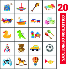 Fototapeta premium Vector image. Cute vector objects of kids toys. Funny images.