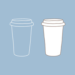 Take away coffee cup icon. A cup to carry. One Cup. Realistic Mockup. Delivery service concept. Copy space. Linear, vector, realistic, outline illustration.