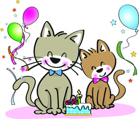 vector cartoon happy birthday card