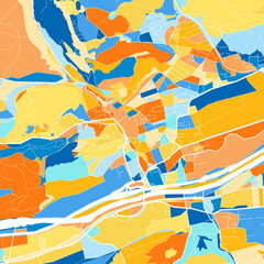 Fototapeta na wymiar Art map of Telfs, Austria in Blue Orange