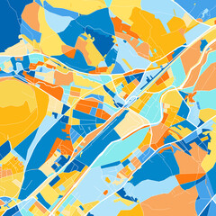 Art map of Ternitz, Austria in Blue Orange