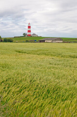 Fototapeta na wymiar The red-white lighthouse