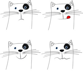 vector cartoon cat face emoji set