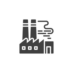 Industrial factory pollution vector icon. filled flat sign for mobile concept and web design. Factory smoke glyph icon. Symbol, logo illustration. Vector graphics
