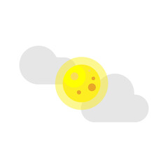 Sun with cloud icon, weather. Yellow silhouette