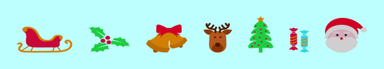 set of christmas cartoon icon design template with various models. vector illustration isolated on blue background