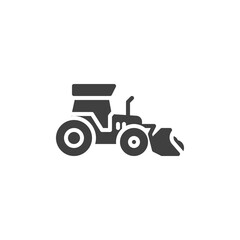Tractor vector icon. filled flat sign for mobile concept and web design. Excavator transportation glyph icon. Symbol, logo illustration. Vector graphics